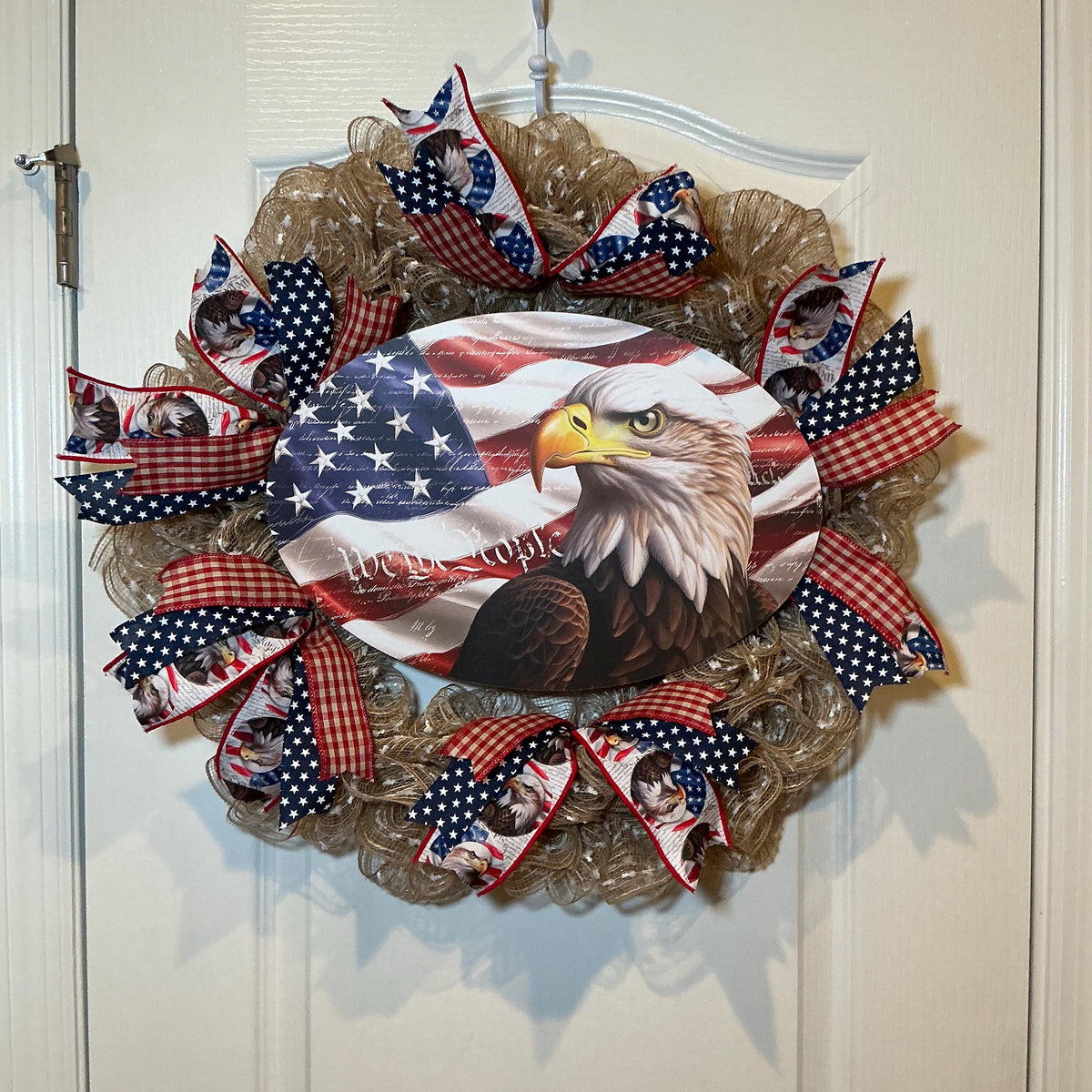 Bald Eagle Wreath, We the People Patriotic Farmhouse, Fourth of July Red White Blue, Memorial Independence Day