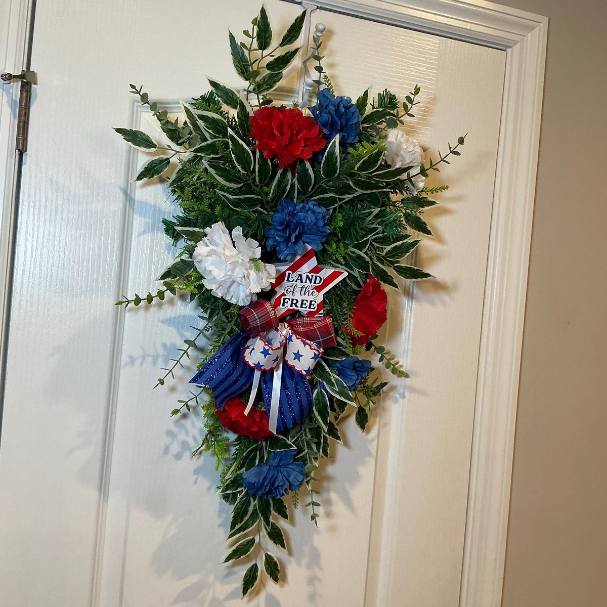 Americana Door Swag, Fourth of July Celebrate Freedom Sign, Royal Blue Glitter, Red White Blue, Memorial Day, Independence Day