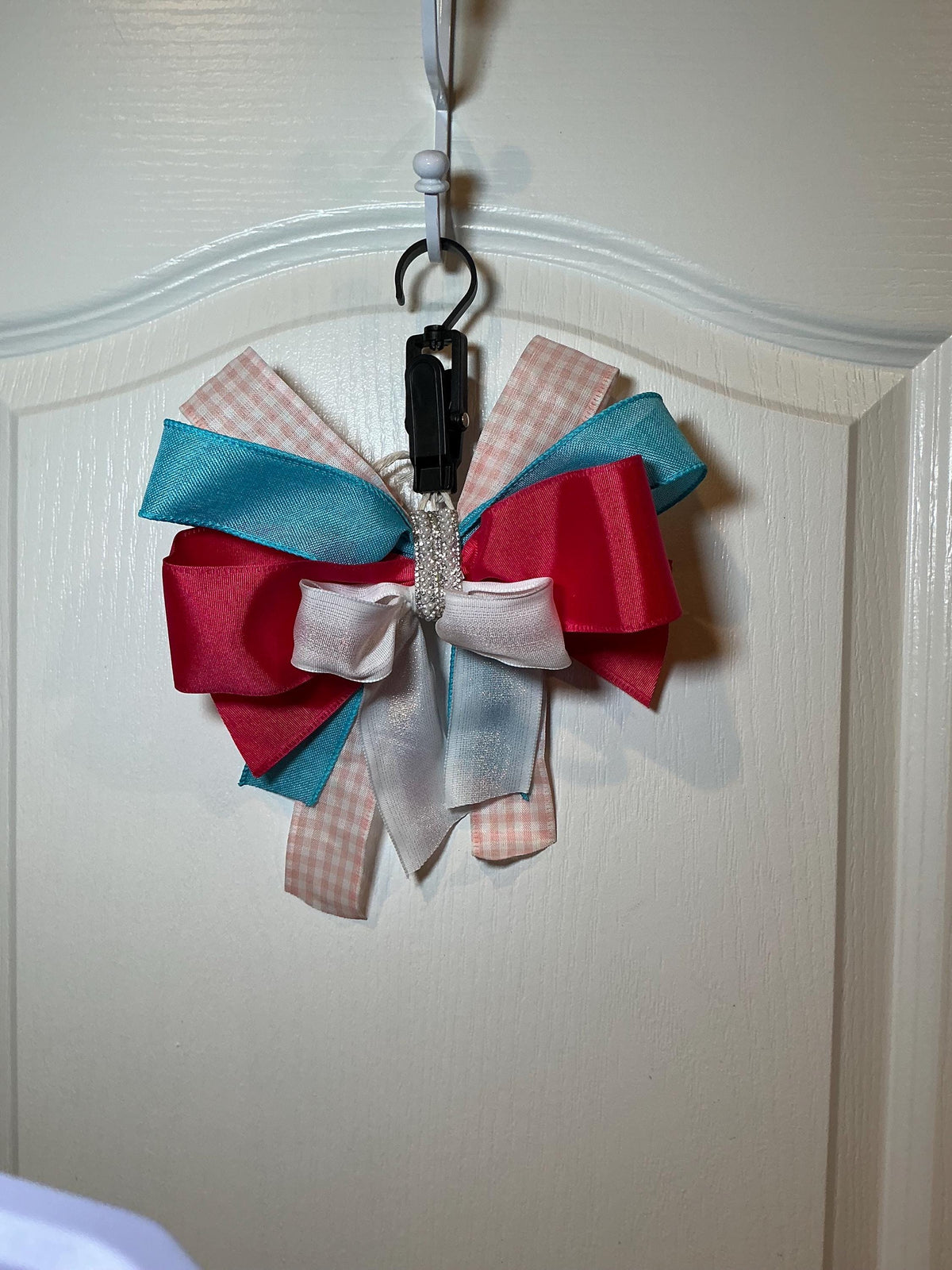 Hot Pink Turquoise Lantern Bow, Summer Birthday Decor, Preppy Girls, Tropical Ribbon Accent