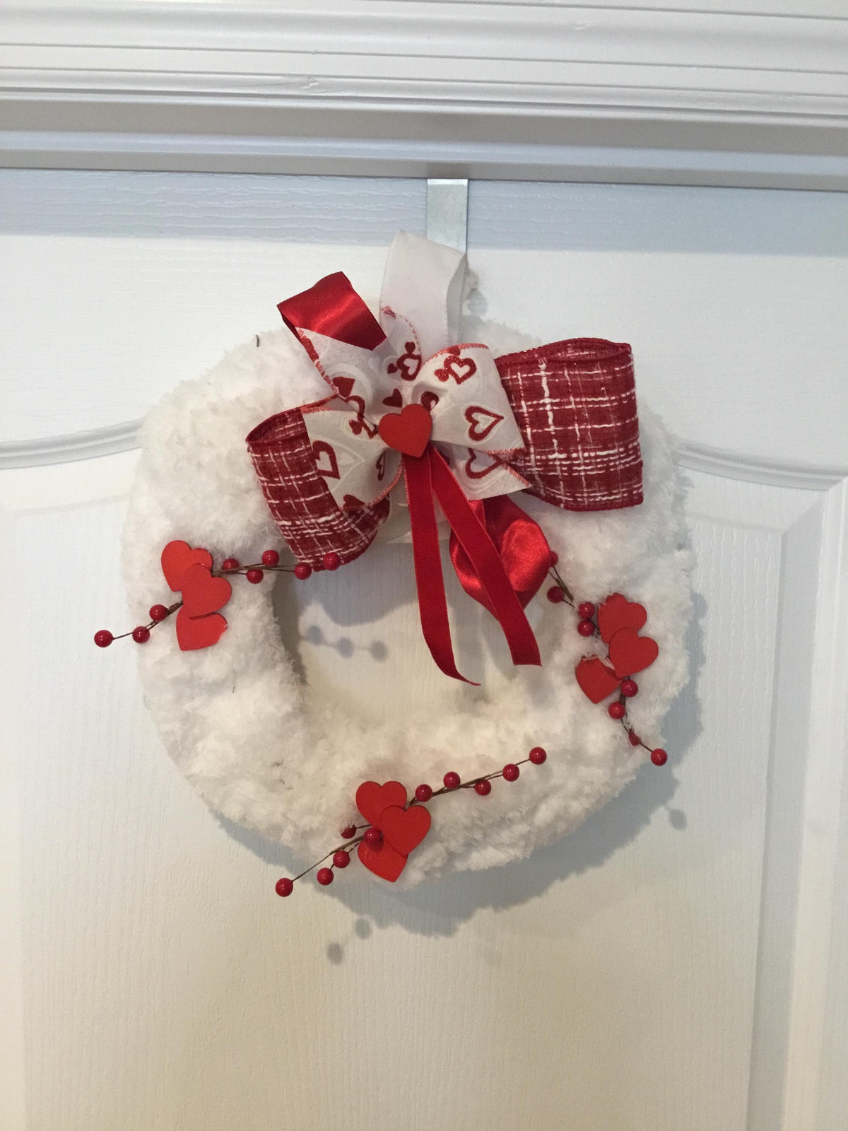Handmade Valentine Wreath, Red Heart & Berry Decor