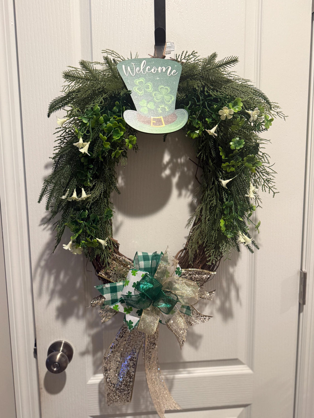 St. Patrick’s Day Door Wreath/ Lucky Irish Clover Decor/ Handmade Wreath