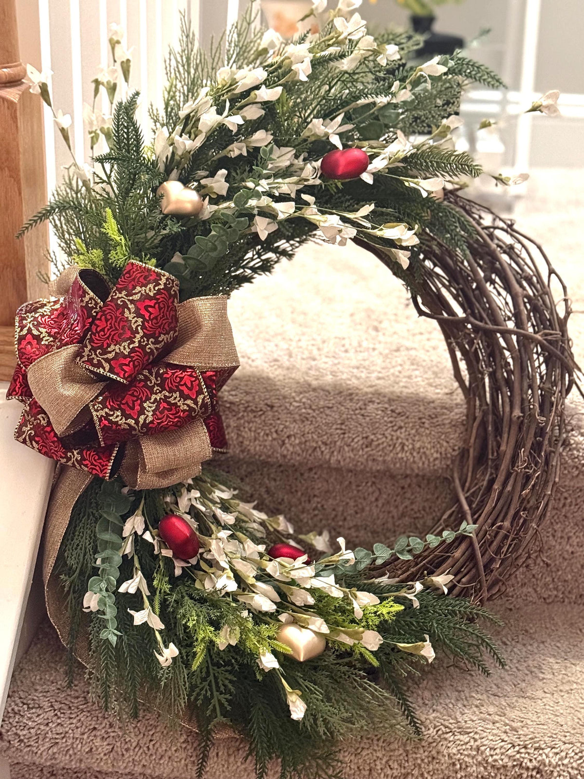 Rustic Heart Valentine's Day Wreath, Handmade Door Decor
