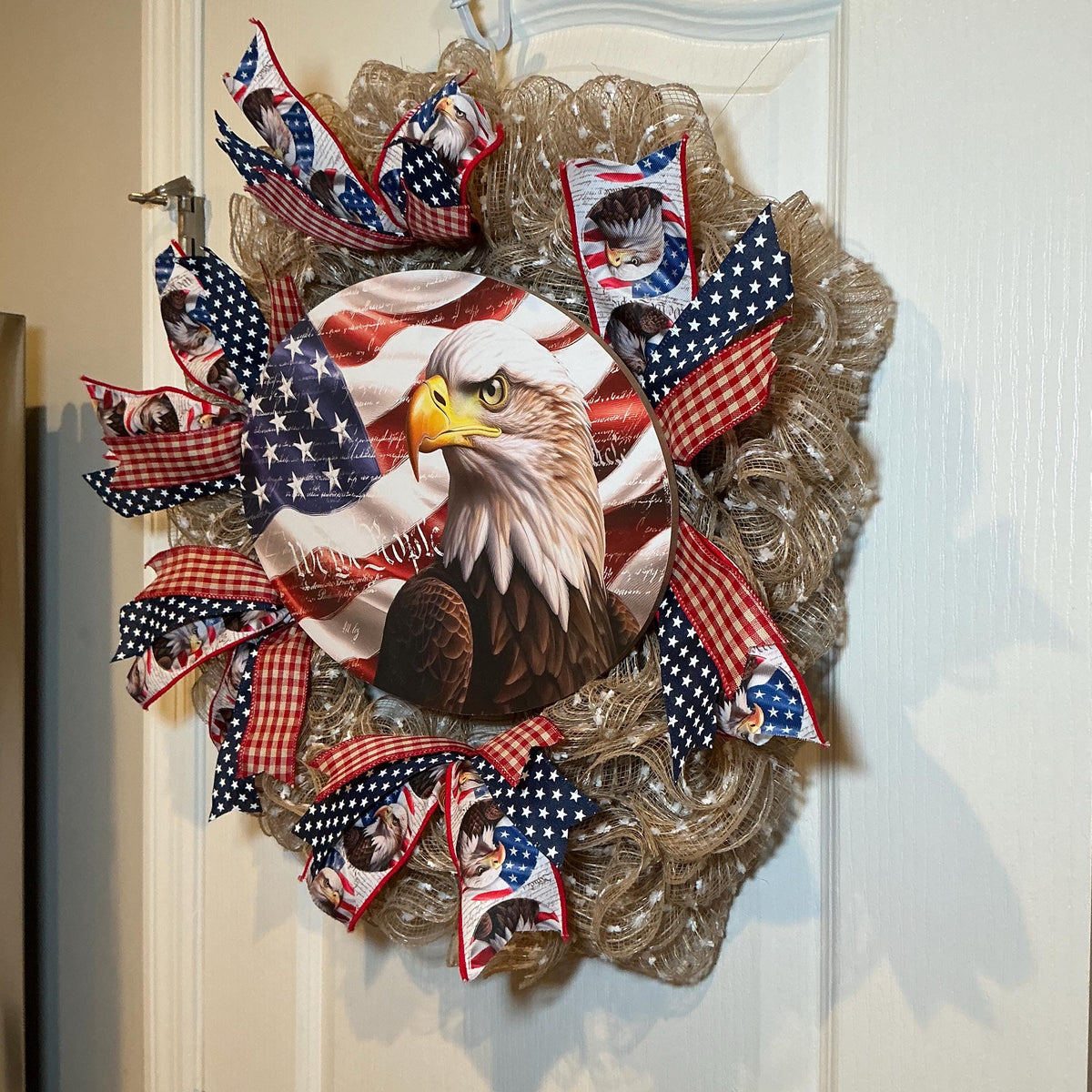 Bald Eagle Wreath, We the People Patriotic Farmhouse, Fourth of July Red White Blue, Memorial Independence Day