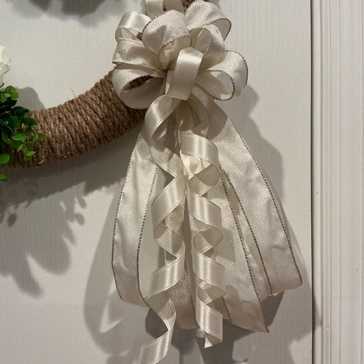 White Peony Wreath, Boxwood Ivory Bow Bridal Decor, Wedding Front Door Multi Purpose Elegance