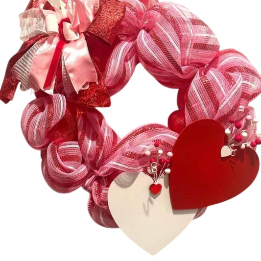 Handmade Valentine Double Heart Wreath, Romantic Door Decor
