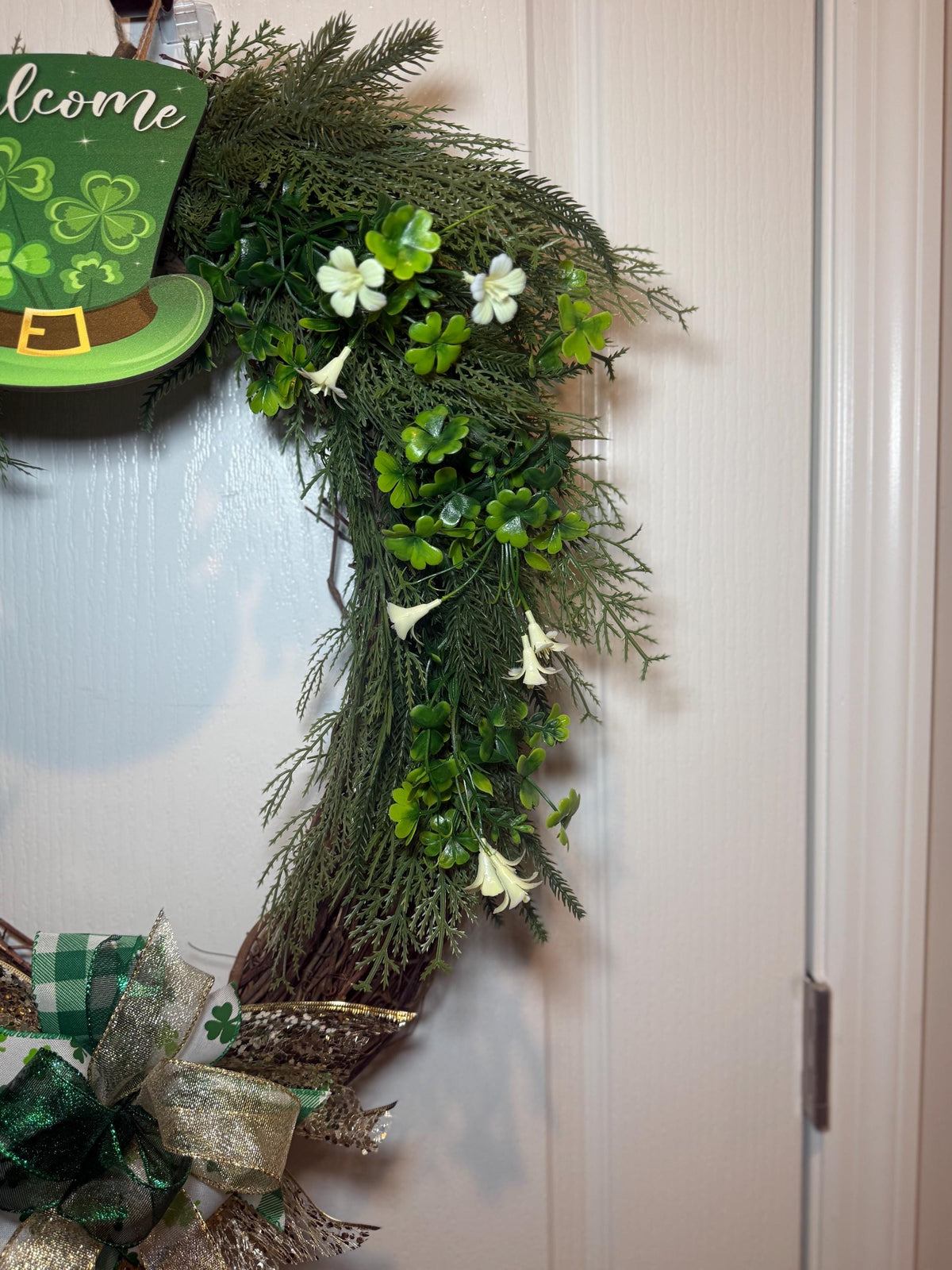 St. Patrick’s Day Door Wreath/ Lucky Irish Clover Decor/ Handmade Wreath