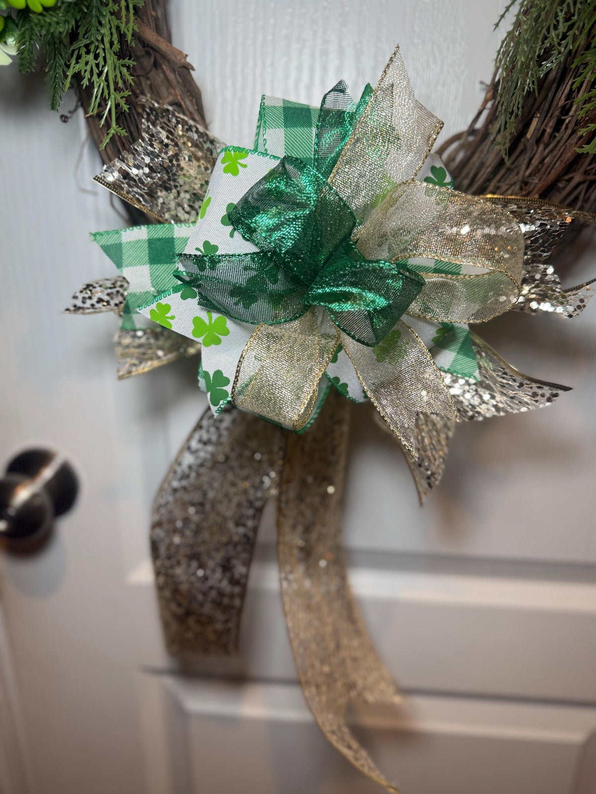 St. Patrick’s Day Door Wreath/ Lucky Irish Clover Decor/ Handmade Wreath