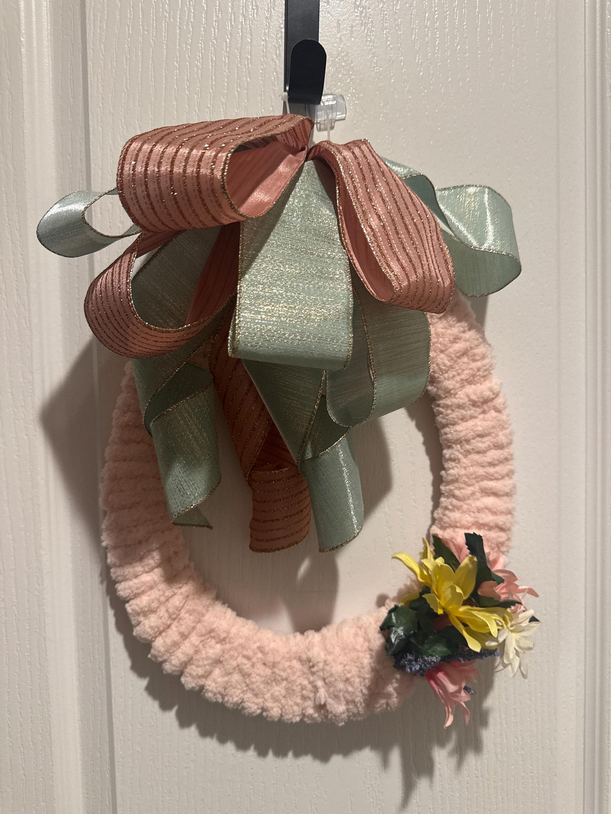 Easter Egg Wreath , Pink and Green Spring Door Decor, Pastel Farmhouse Easter Decoration
