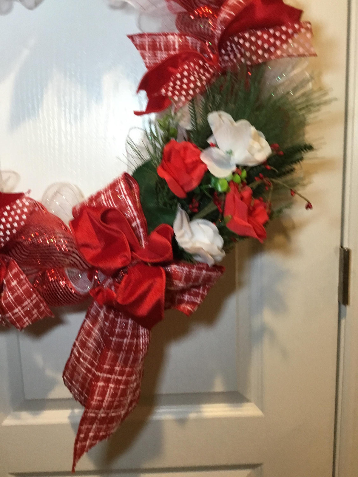 Valentine’s Day Wreath, Red Deco Mesh Heart Door Decor, Welcome Valentine Front Door Hanging