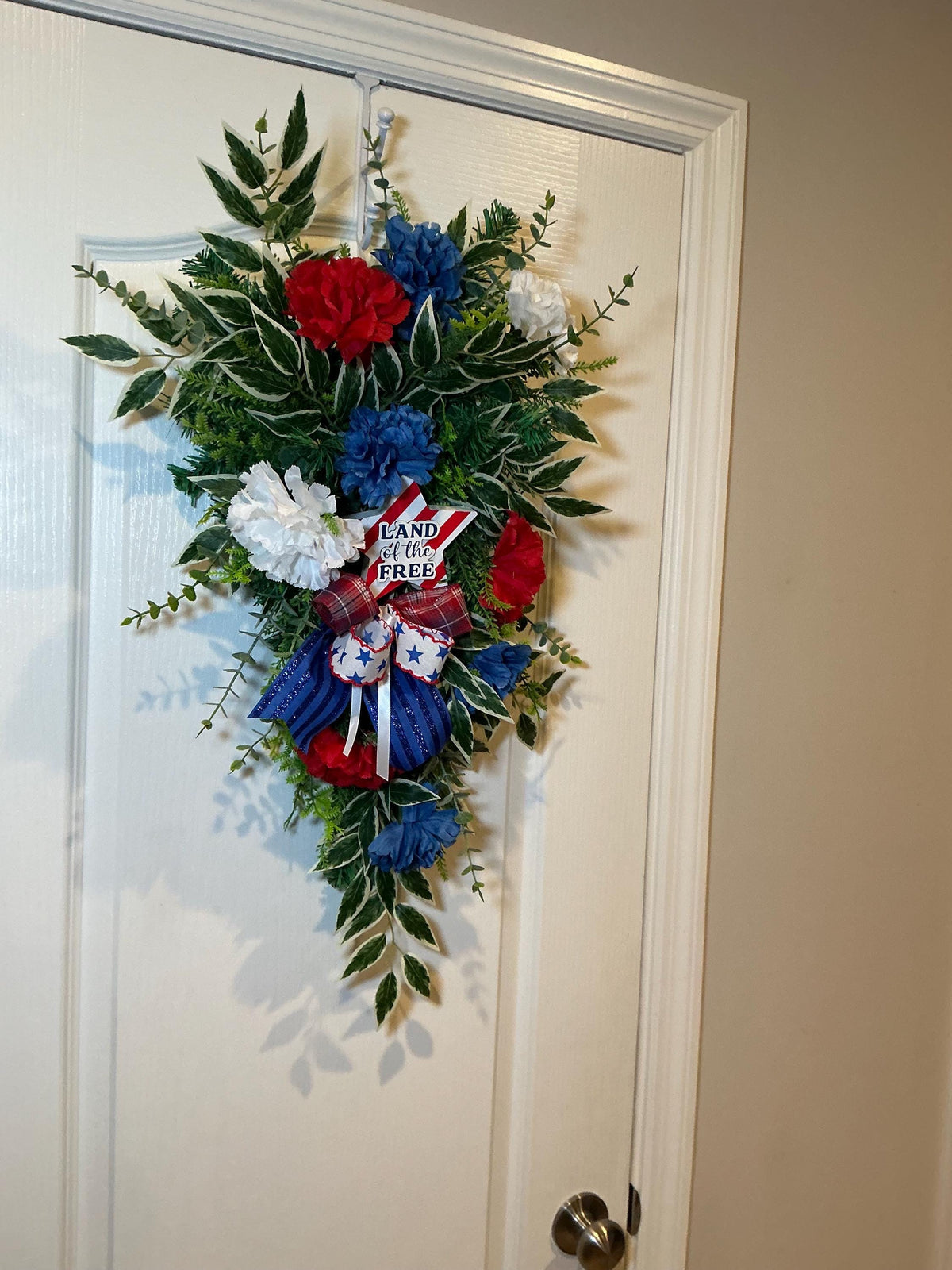 Americana Door Swag, Fourth of July Celebrate Freedom Sign, Royal Blue Glitter, Red White Blue, Memorial Day, Independence Day