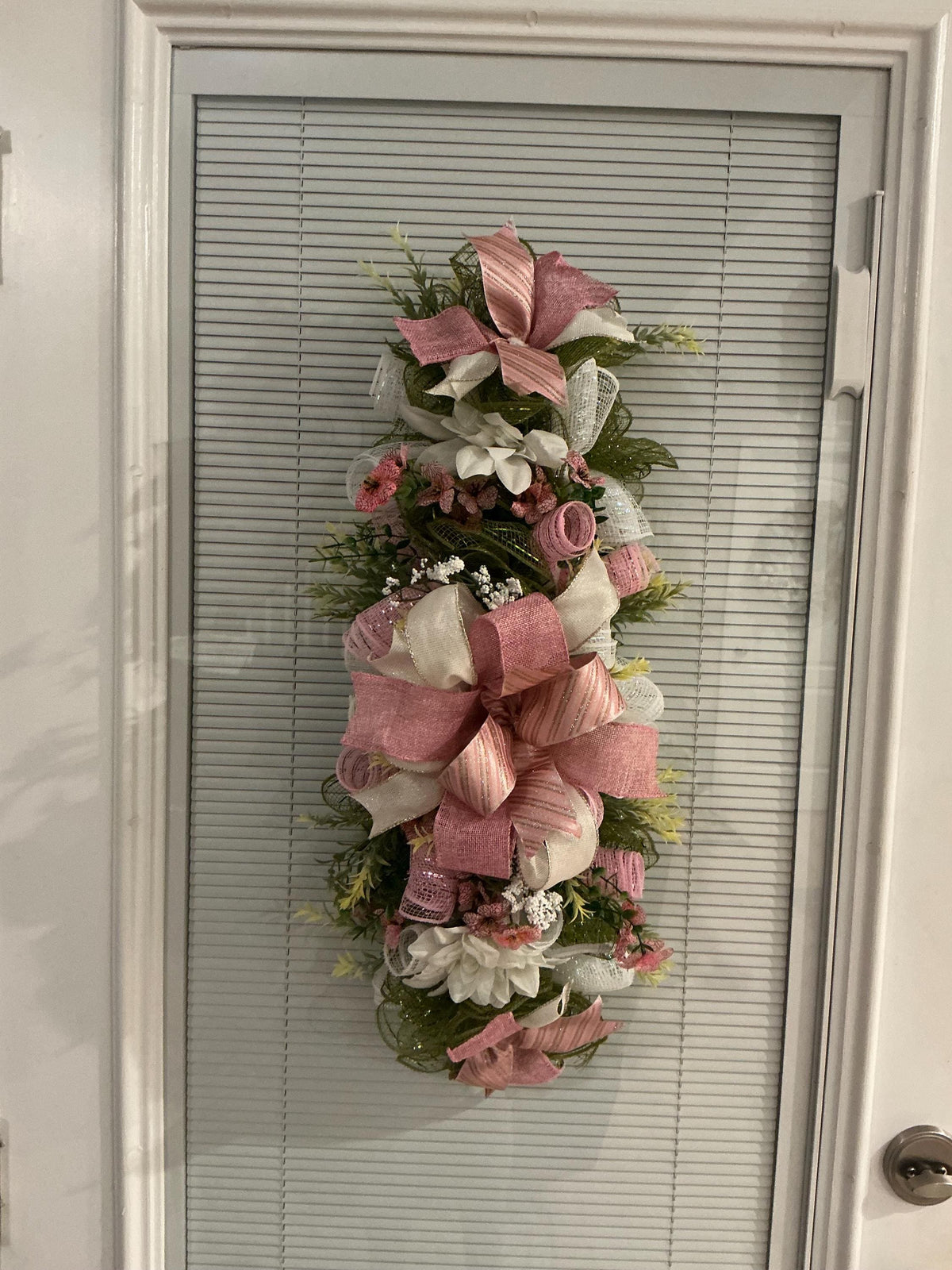 Pink Spring Table Centerpiece, Shabby Chic Floral Swag