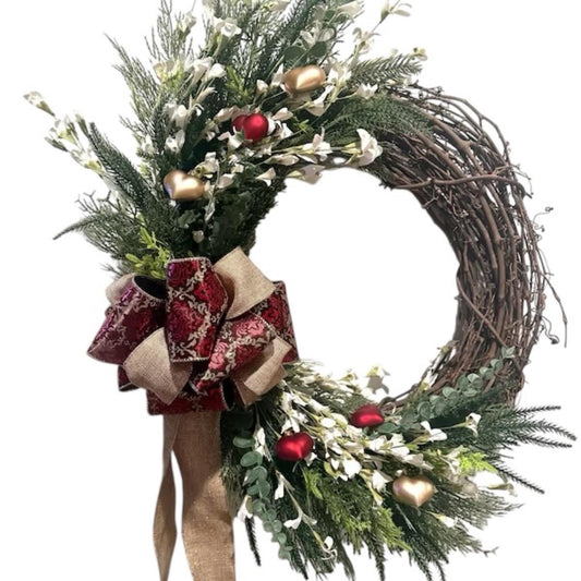 Rustic Heart Valentine's Day Wreath, Handmade Door Decor
