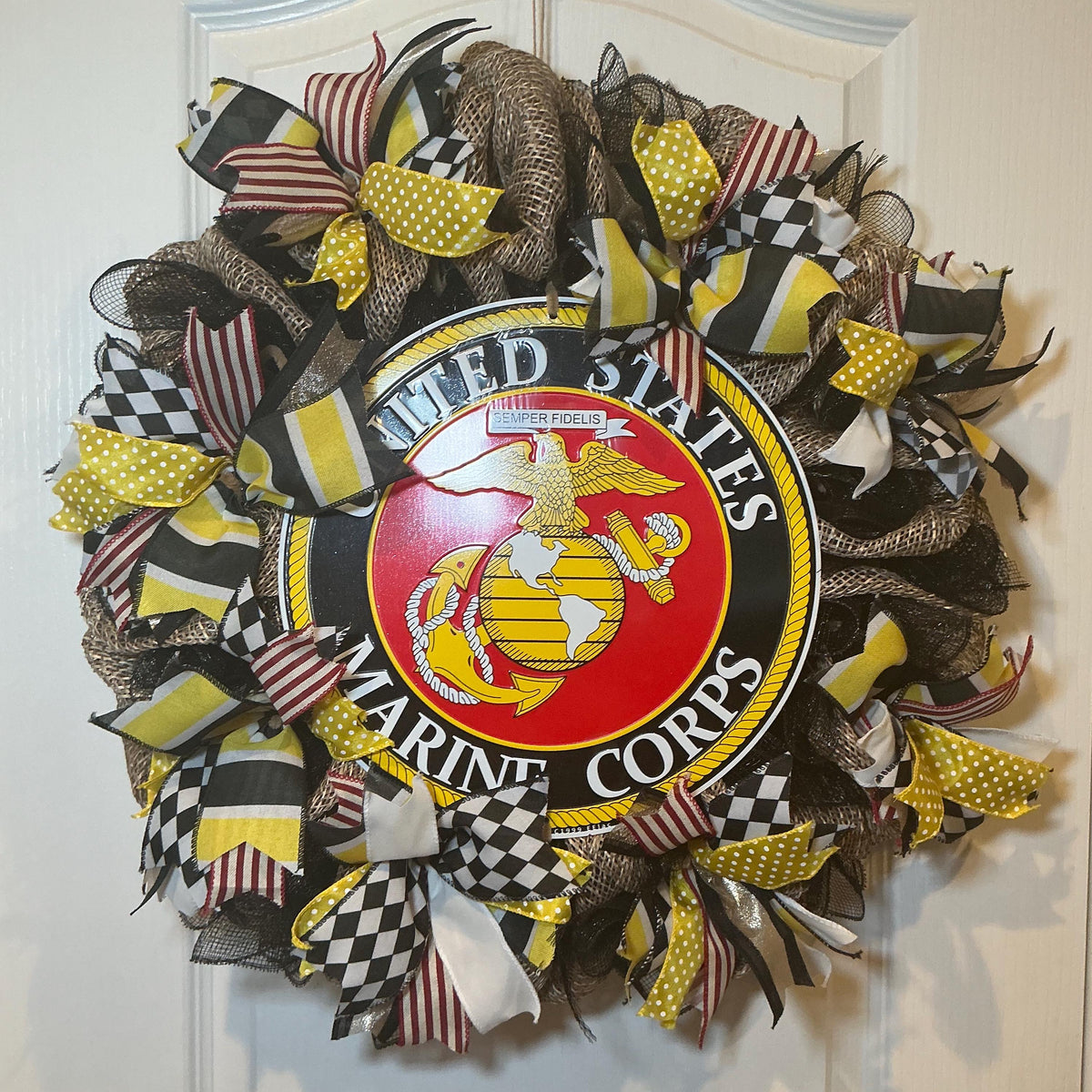 Marine Corps Wreath, USMC Door Decor, Semper Fidelis Gift, Military Man Cave
