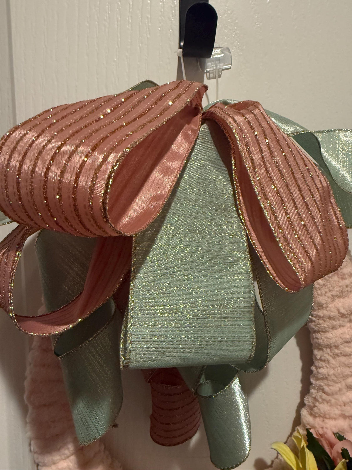 Easter Egg Wreath , Pink and Green Spring Door Decor, Pastel Farmhouse Easter Decoration