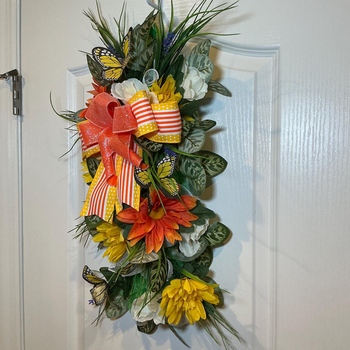 Boutique Butterfly Garden Space Saver Swag Designer Florals for Storm Doors Mantles or Walls