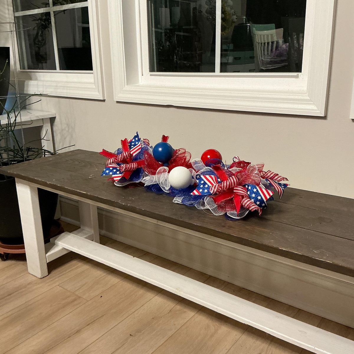 Americana Swag, Land of the Free Floral Door Decor, Red White Blue Mailbox Accent