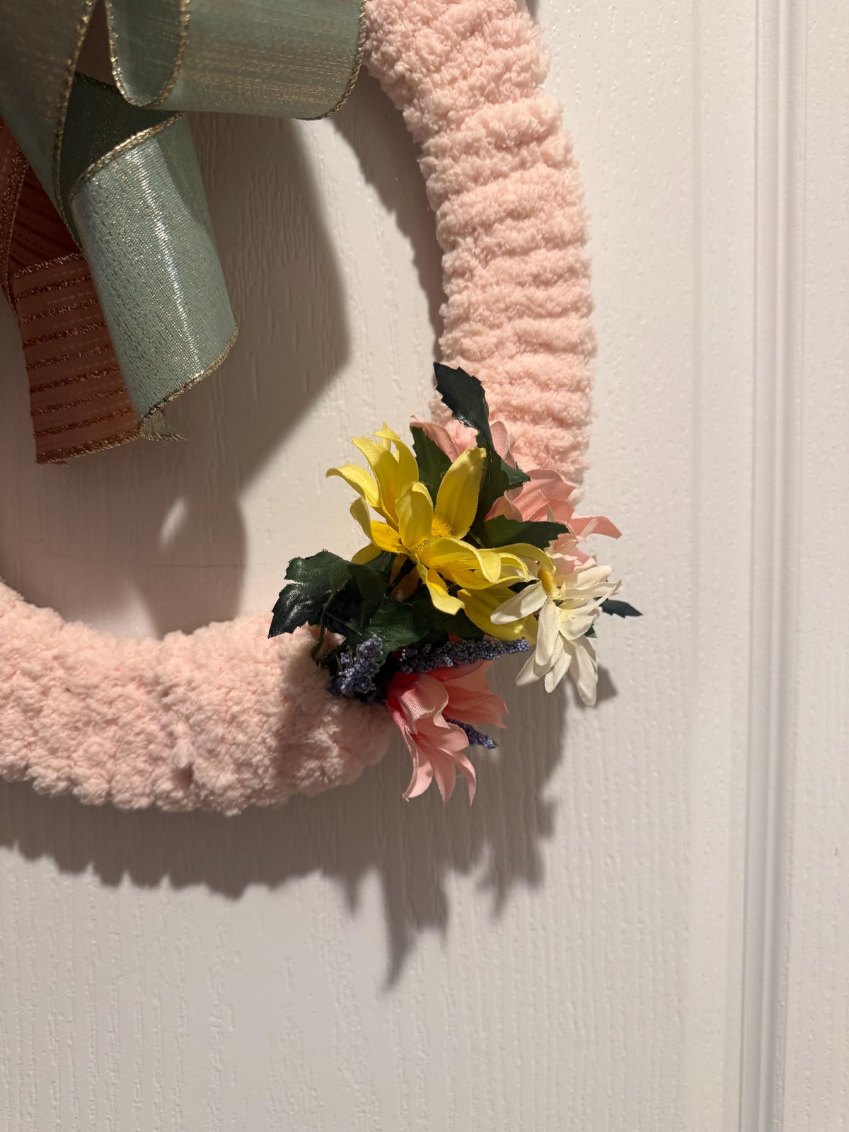 Easter Egg Wreath , Pink and Green Spring Door Decor, Pastel Farmhouse Easter Decoration