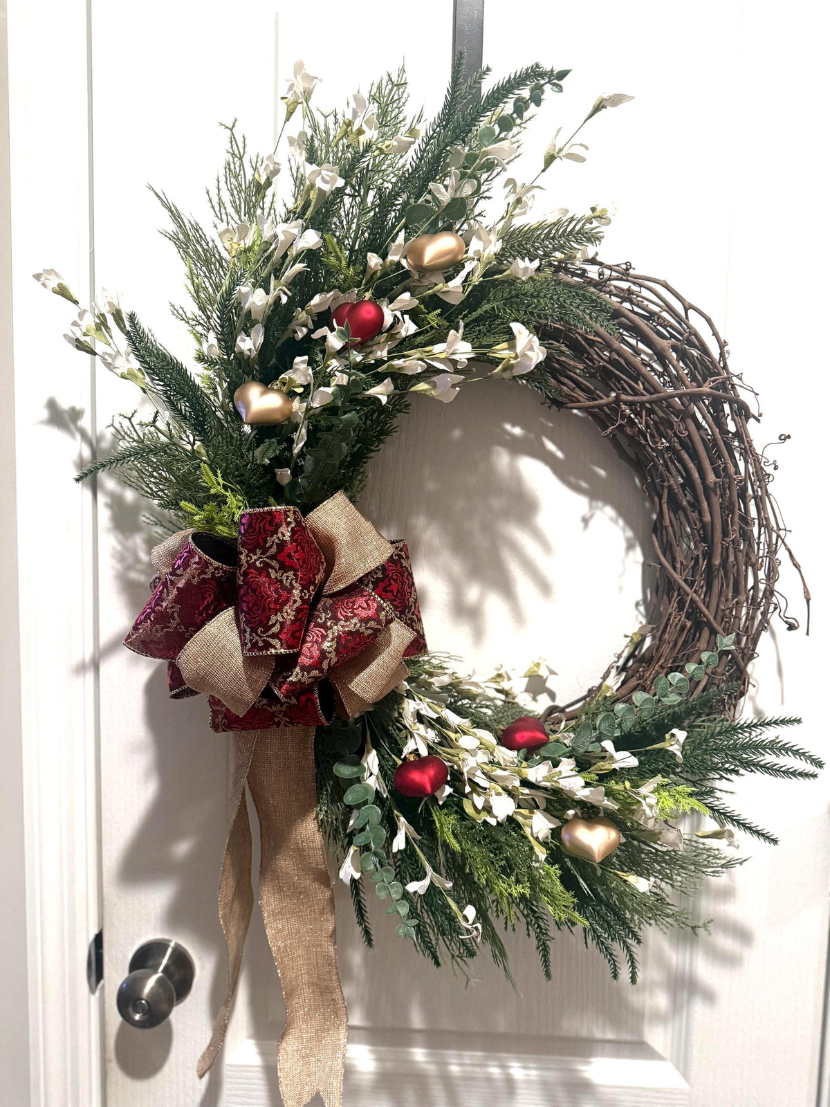 Rustic Heart Valentine's Day Wreath, Handmade Door Decor