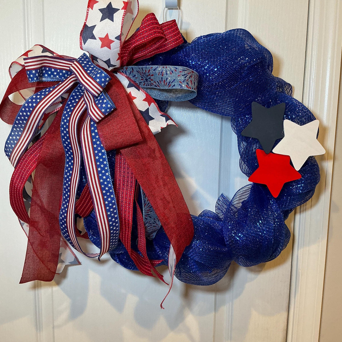 Americana Front Door Wreath, Fourth of July Celebrate Freedom Sign, Red White Blue, Deco Mesh Wreath, Memorial Day, Independence Day