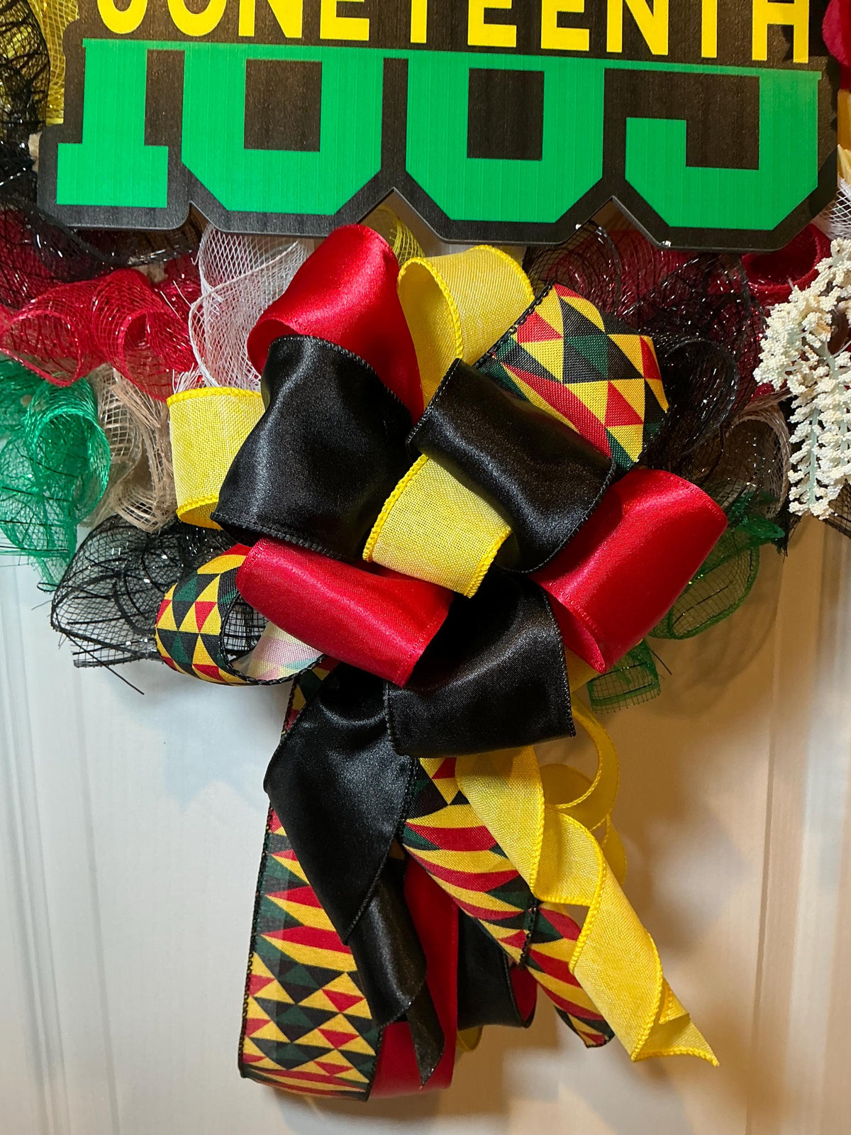 Celebrate 1865 Juneteenth Wreath, Black Red Green African American Decor, Handmade Juneteenth Gift