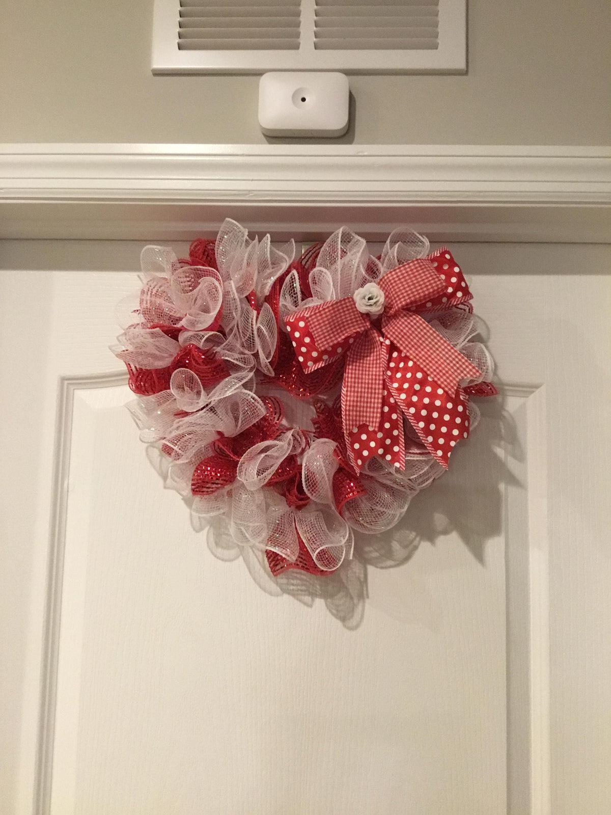 Little Miss  Valentine  Heart Wreath/  Pancake Wreath  Storm Door Wreath/ Deco Mesh Front Door Decor /Handmade Heart Wreath