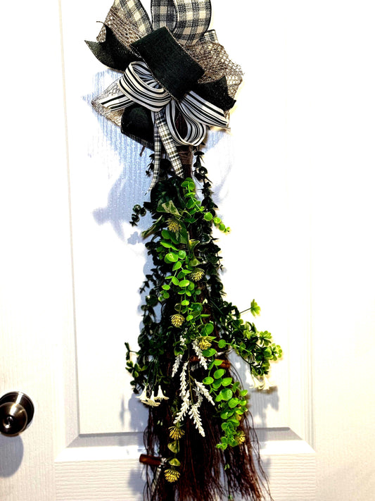 Handcrafted Irish Besom Broom, St Patrick's Day Door Swag