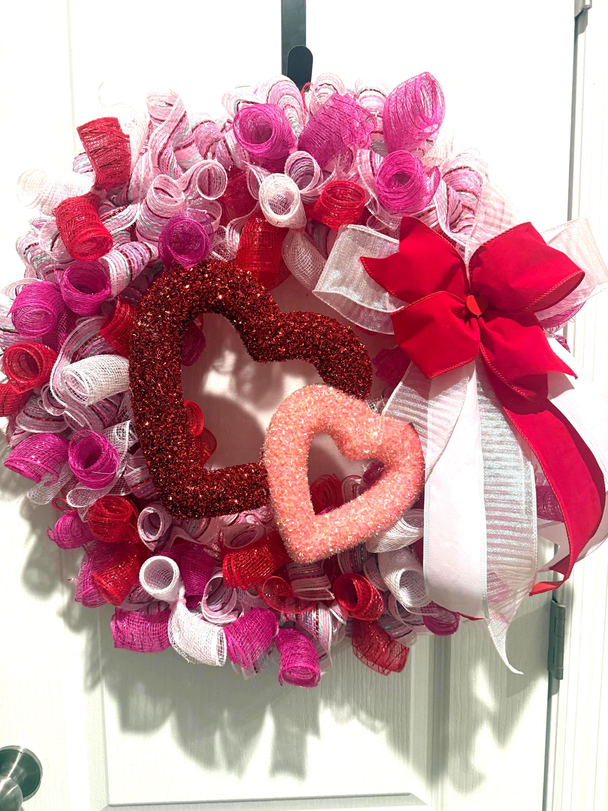 Valentine Heart Wreath  / Handmade Front Door / Pink & Red Love Wreath/ Ready to Ship