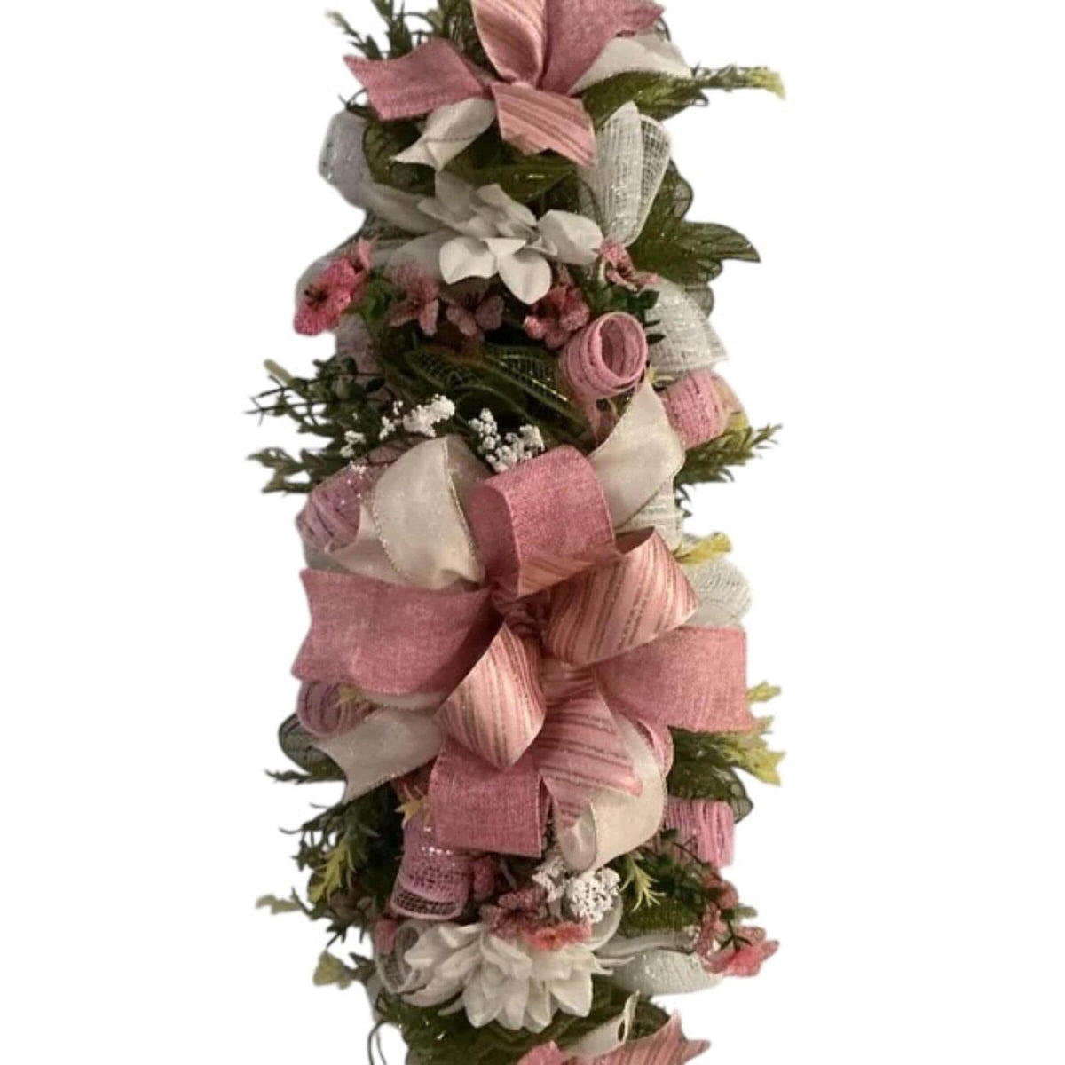 Pink Spring Table Centerpiece, Shabby Chic Floral Swag