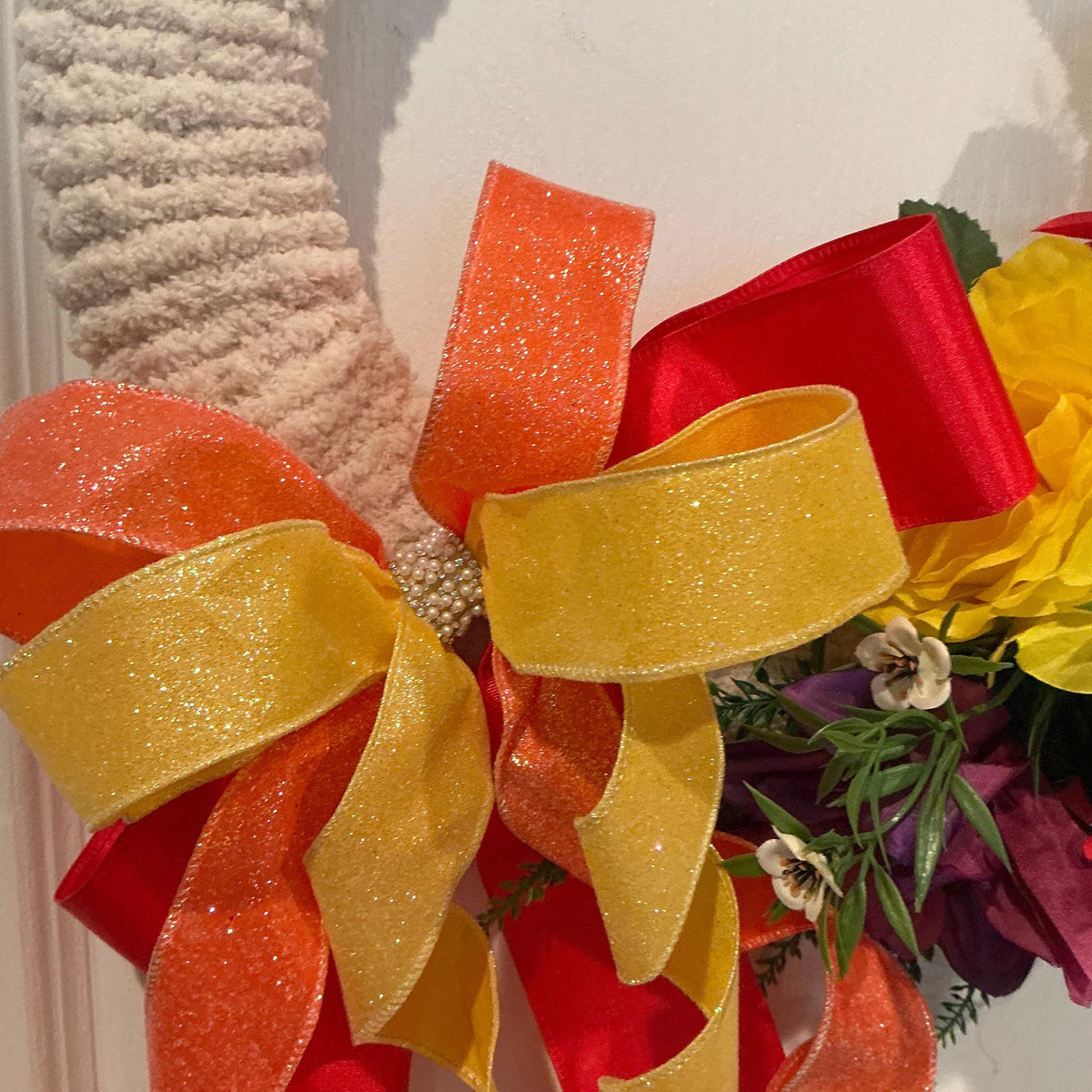 Summer Door Wreath, Yarn Wreath, Yellow Rose Wreath, Front Door Wreath, Floral Summer Wreath, Farmhouse Summer Wreath, Housewarming Gift