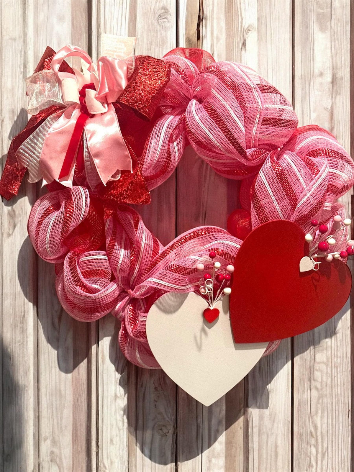 Handmade Valentine Double Heart Wreath, Romantic Door Decor
