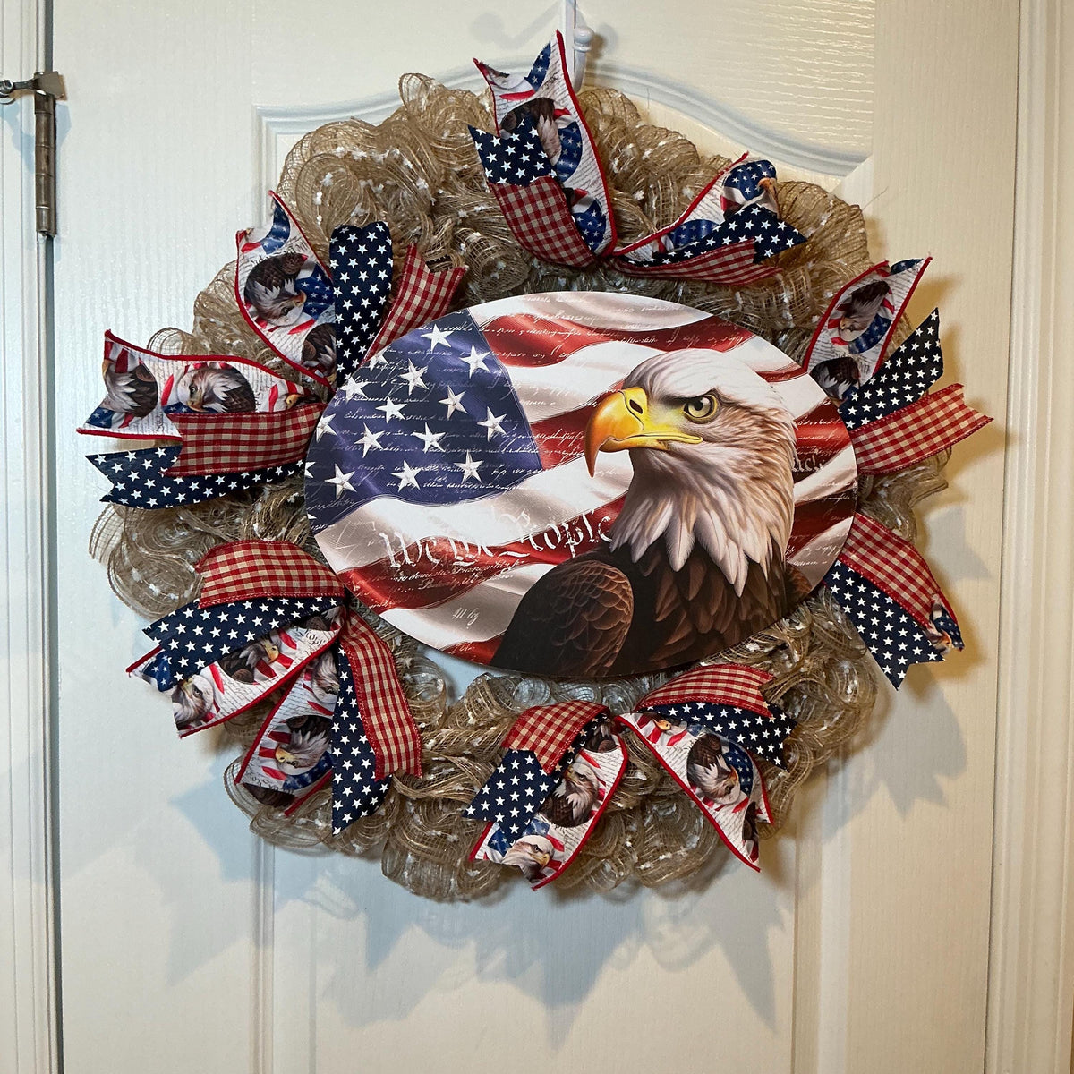 Bald Eagle Wreath, We the People Patriotic Farmhouse, Fourth of July Red White Blue, Memorial Independence Day