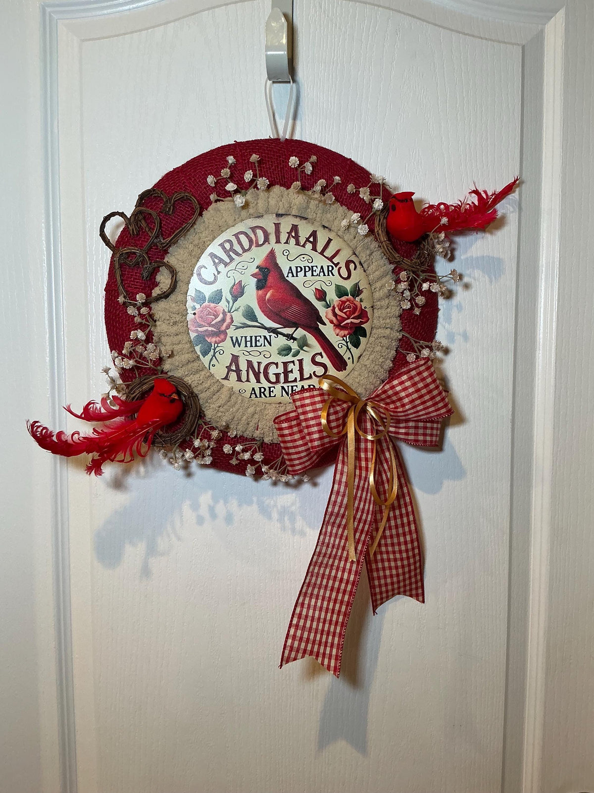 Cardinal Memorial Wreath, Sympathy Faith Gift, Cardinals Appear When Angels Are Near, Front Door Decor.