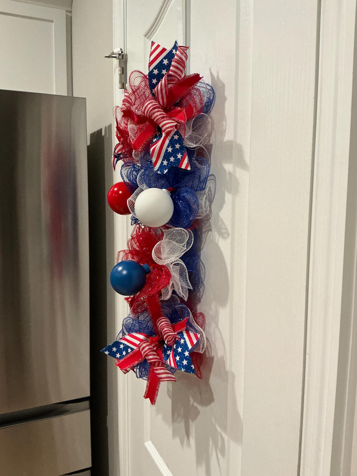 Americana Swag, Land of the Free Floral Door Decor, Red White Blue Mailbox Accent