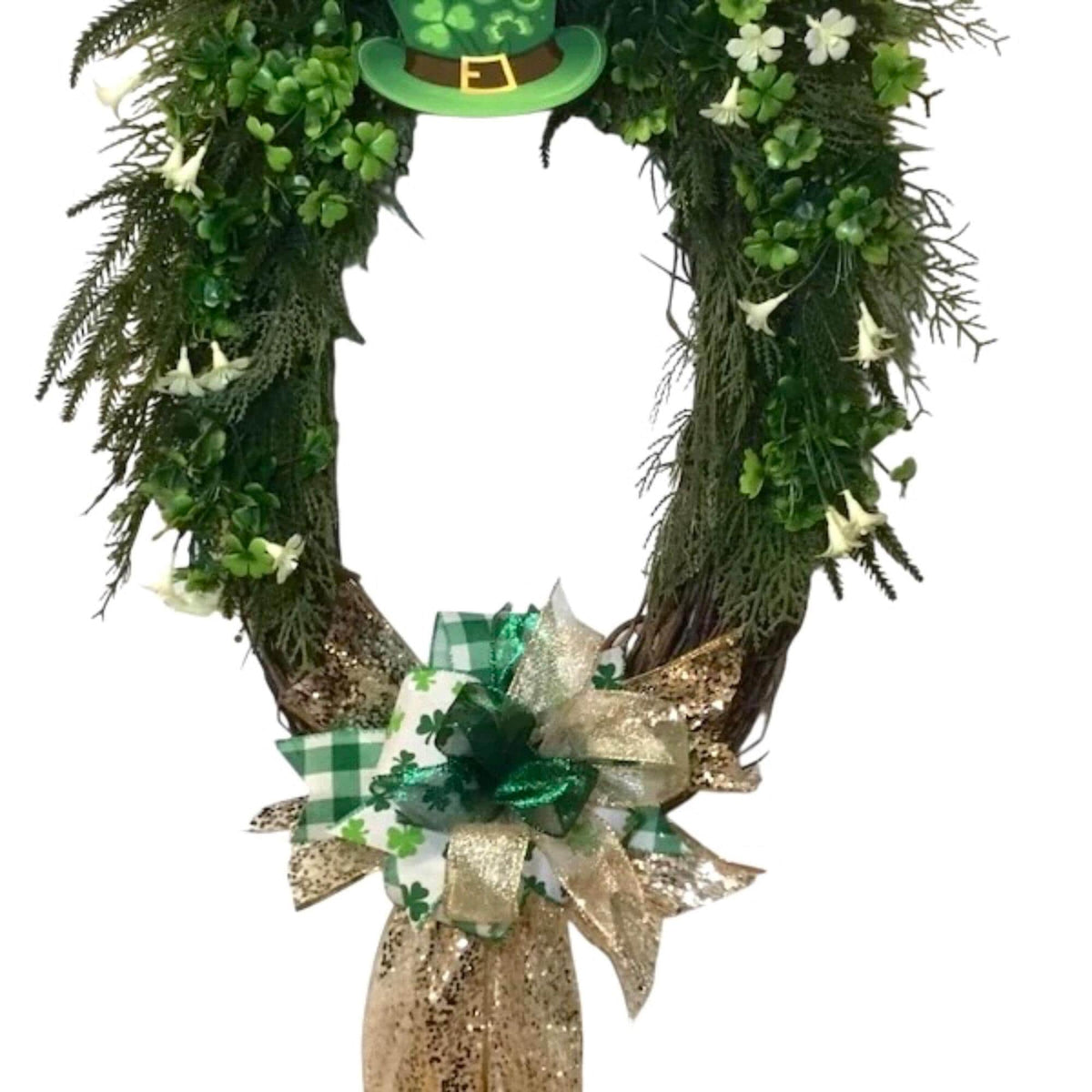 St. Patrick’s Day Door Wreath/ Lucky Irish Clover Decor/ Handmade Wreath