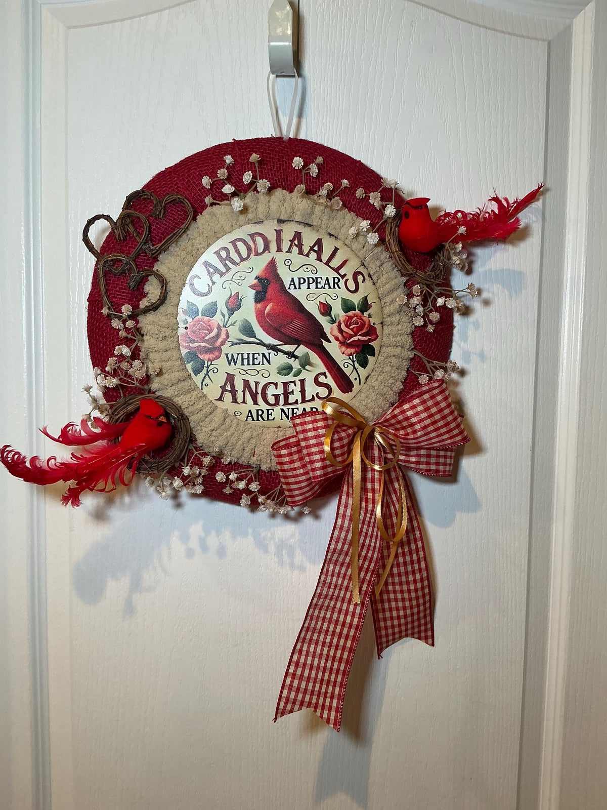 Cardinal Memorial Wreath, Sympathy Faith Gift, Cardinals Appear When Angels Are Near, Front Door Decor.