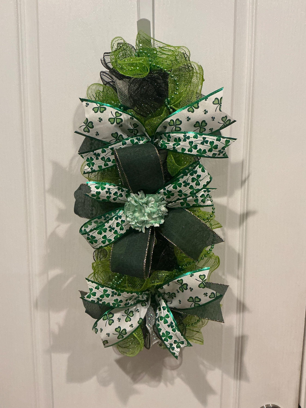 Handmade St. Patrick's Day Shamrock Door Swag, Irish Holiday Decor, Mantel Centerpiece