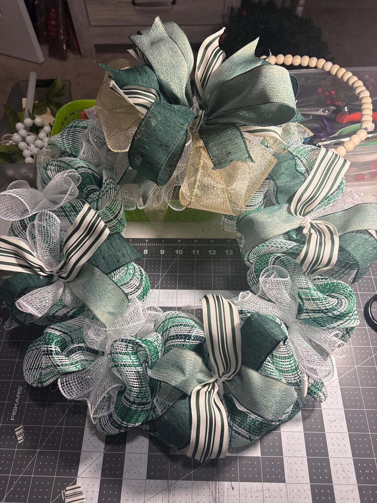 Deco mesh pancake wreath