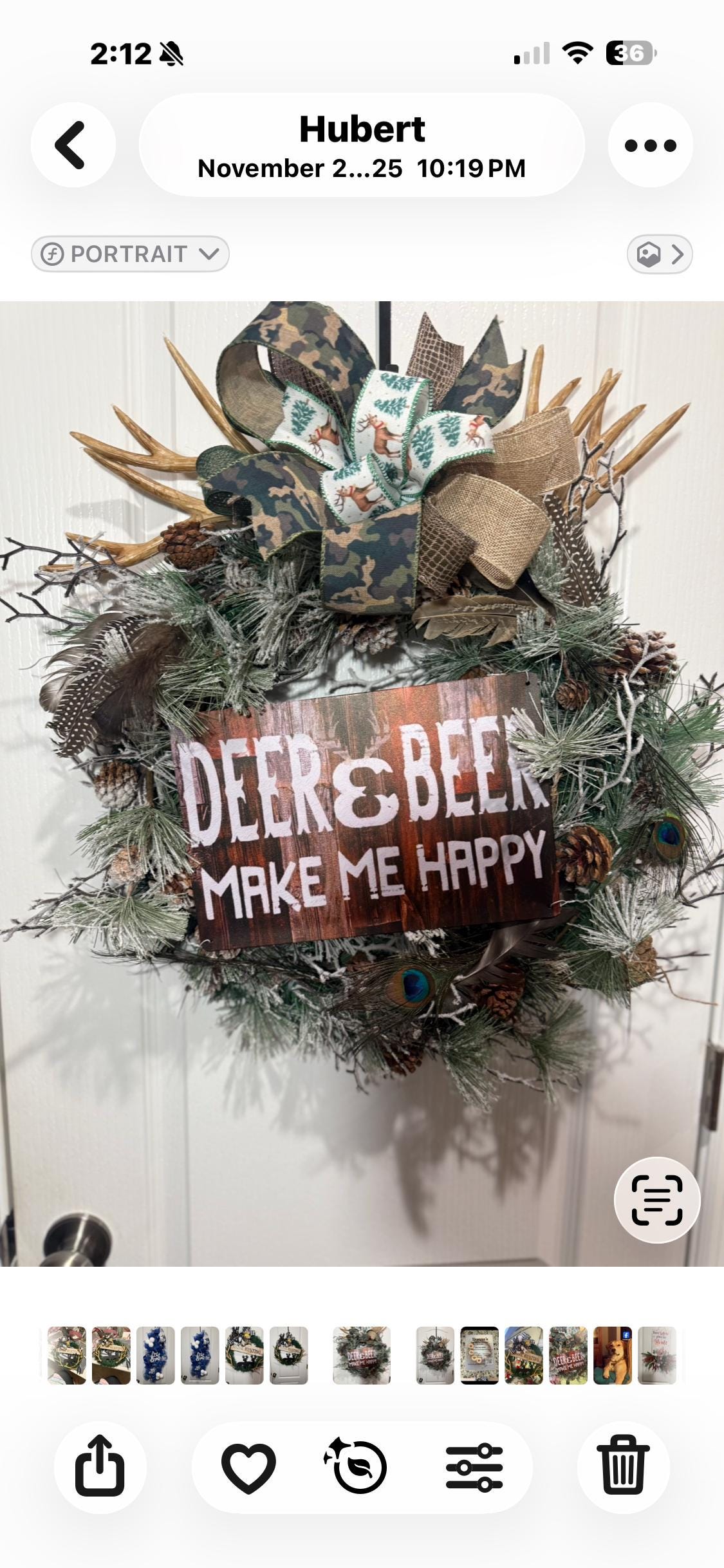 Deer and Beer Camo Wreath with Antlers, Hunter Man Cave Decor, Fathers Day Gift