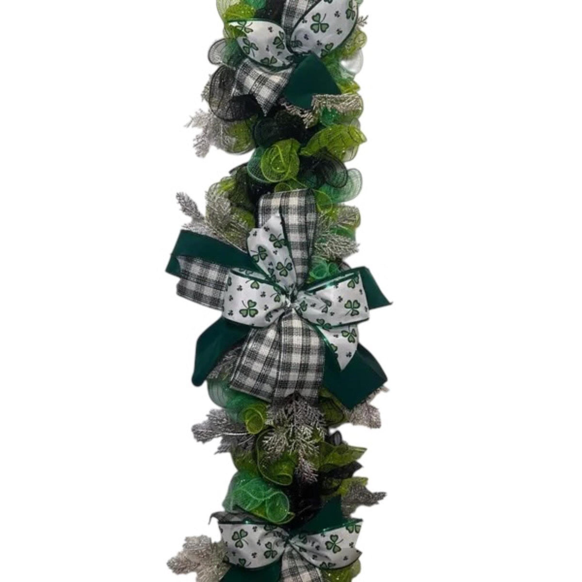 St. Patrick's Day Lucky Swag/  Green Plaid Clover Door Decor