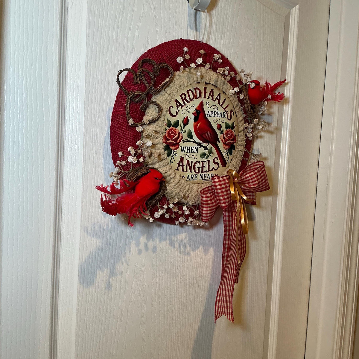 Cardinal Memorial Wreath, Sympathy Faith Gift, Cardinals Appear When Angels Are Near, Front Door Decor.