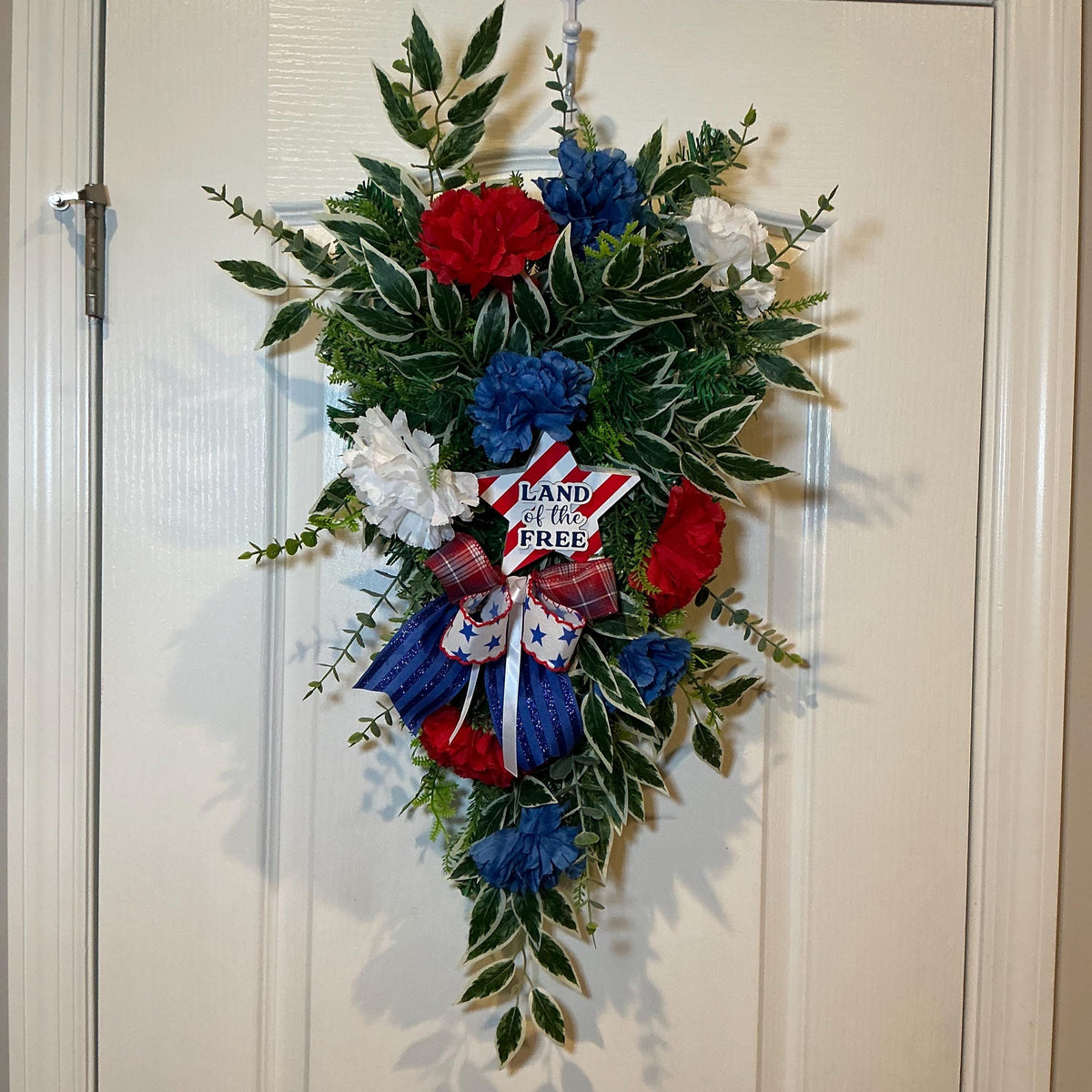 Americana Door Swag, Fourth of July Celebrate Freedom Sign, Royal Blue Glitter, Red White Blue, Memorial Day, Independence Day