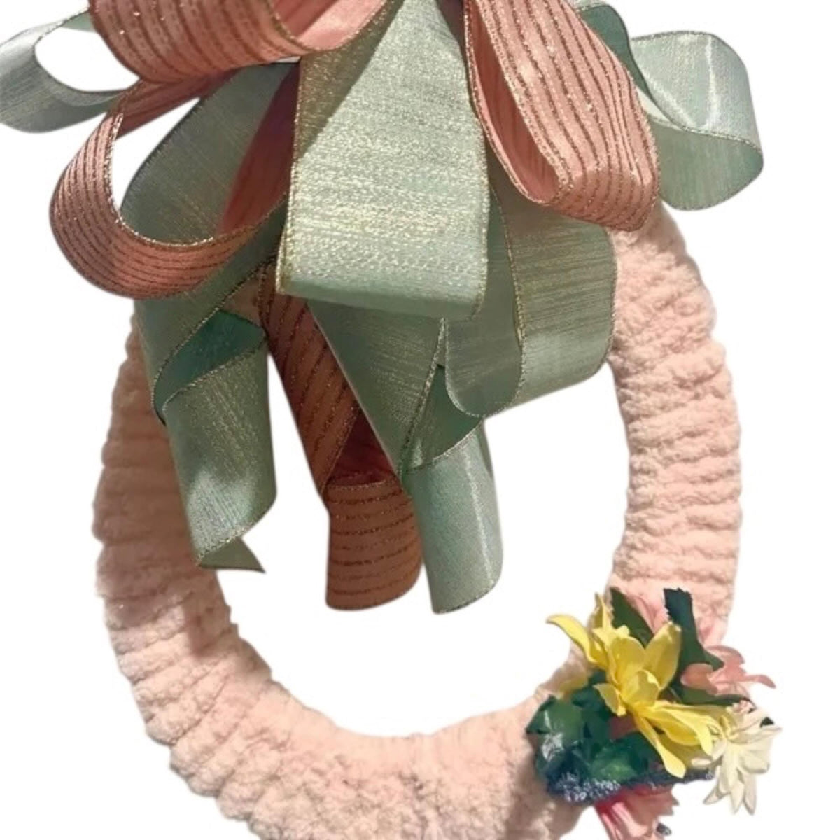Easter Egg Wreath , Pink and Green Spring Door Decor, Pastel Farmhouse Easter Decoration