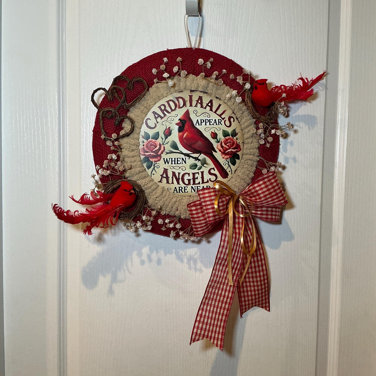 Cardinal Memorial Wreath, Sympathy Faith Gift, Cardinals Appear When Angels Are Near, Front Door Decor.