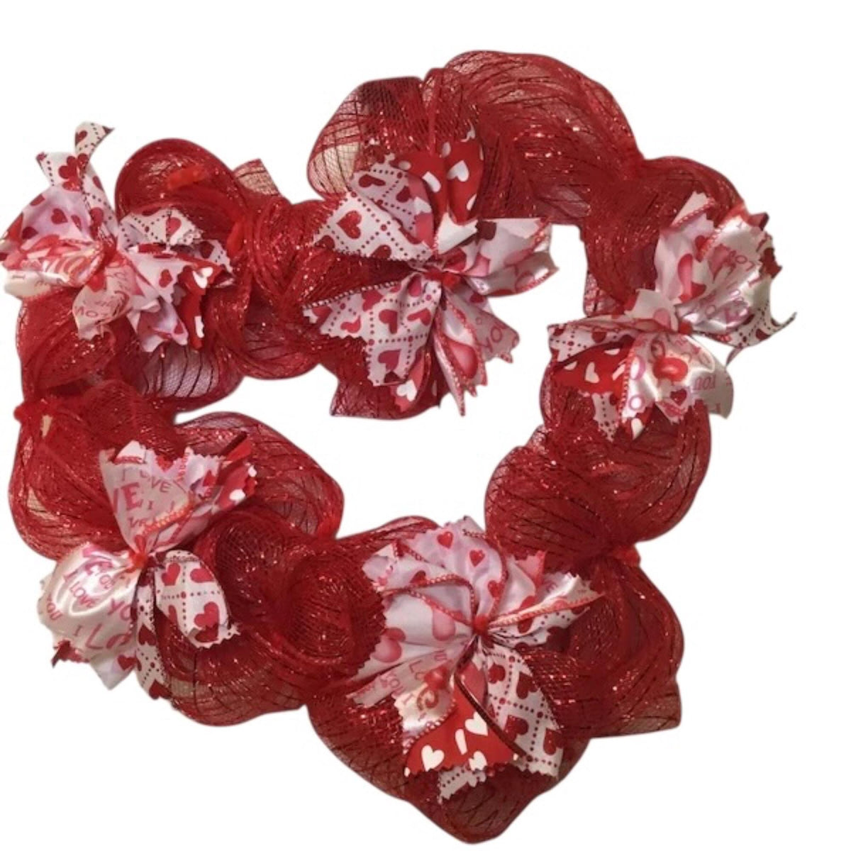 Valentine’s Day Heart Wreath / Red Deco Mesh Doot Hanger,Love Front Door Decor,Romantic Valentine Decoration