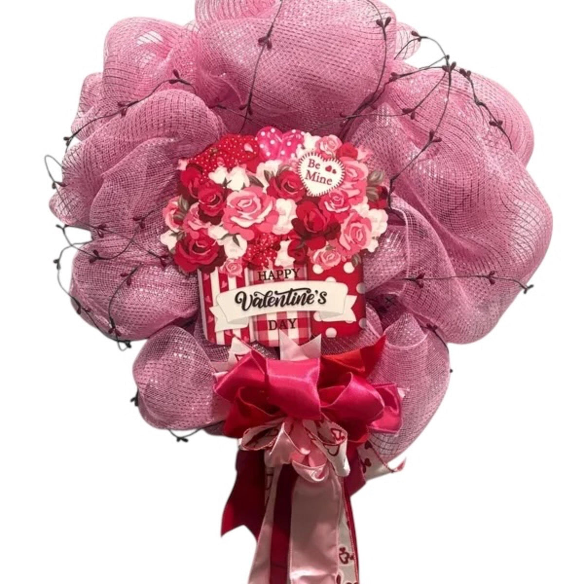 Valentine Mesh Wreath/Be Mine Wreath/Valentine Front Door Decor/ Heart Door Wreath