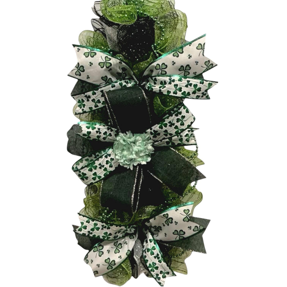Handmade St. Patrick's Day Shamrock Door Swag, Irish Holiday Decor, Mantel Centerpiece