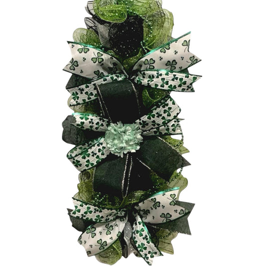 Handmade St. Patrick's Day Shamrock Door Swag, Irish Holiday Decor, Mantel Centerpiece