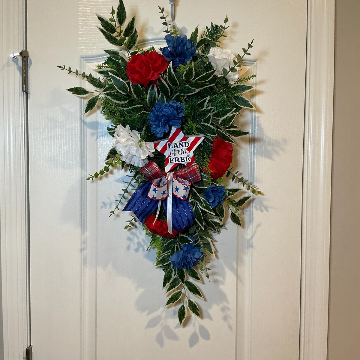 Americana Door Swag, Fourth of July Celebrate Freedom Sign, Royal Blue Glitter, Red White Blue, Memorial Day, Independence Day