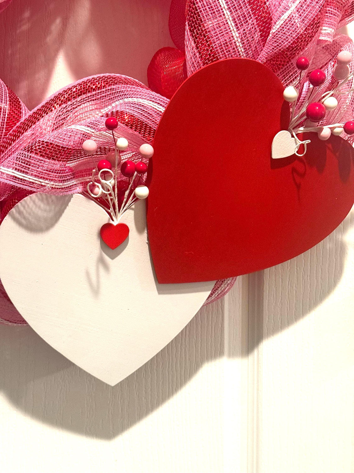 Handmade Valentine Double Heart Wreath, Romantic Door Decor