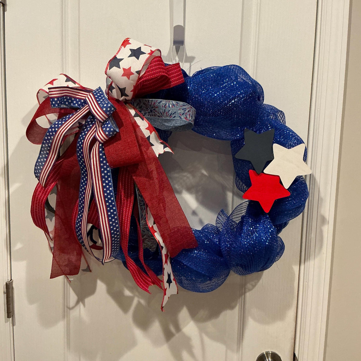 Americana Front Door Wreath, Fourth of July Celebrate Freedom Sign, Red White Blue, Deco Mesh Wreath, Memorial Day, Independence Day